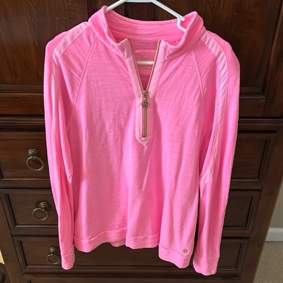 Lilly Pulitzer Luxletic Ashlee pink long sleeve quarter zip pullover - Picture 2 of 9